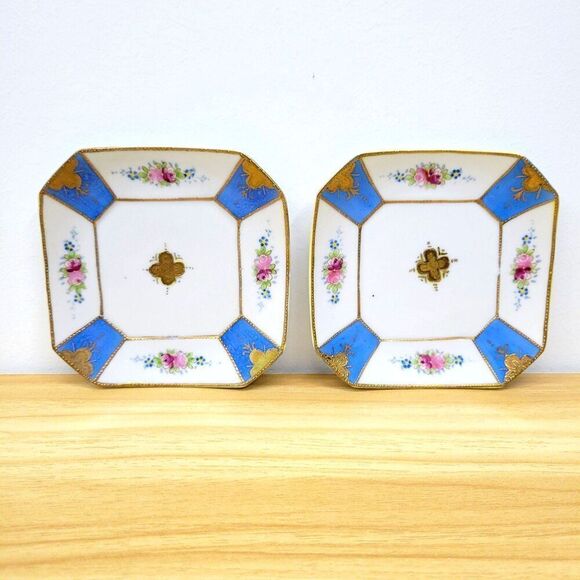 Vintage Rosenthal Ornate Square Floral Plates.Pair - Picture 1 of 12